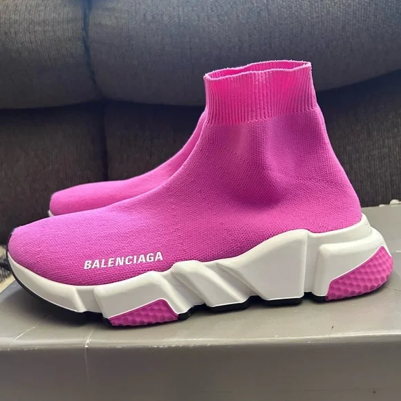 Balenciaga Womens Speed Knit Sneakers “BARBIE” Pink/White - Excellent Condition - Picture 4 of 13
